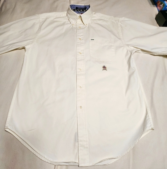 Tommy Hilfiger Beige Dress Shirt Button Down Collar Small - Picture 6 of 8